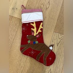 New Pottery Barn Kids Reindeer Quilted Christmas Stocking